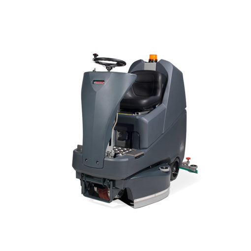 A friendly user industrial quiet ride on scrubber drier machine and versatile with 3 adjustable widths