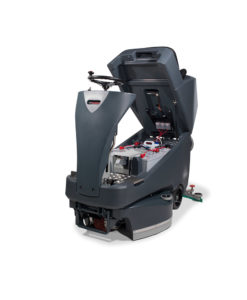 A friendly user industrial quiet ride on scrubber drier machine and versatile with 3 adjustable widths